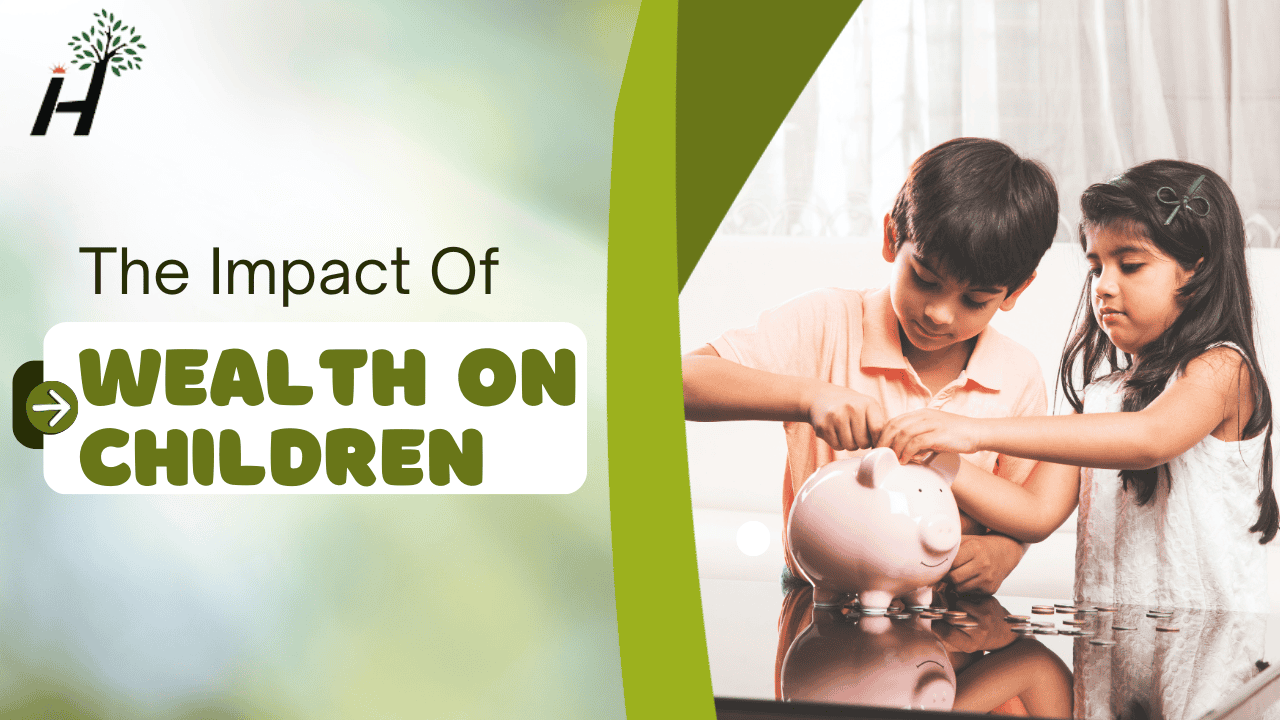 Two children putting coins into a piggy bank, illustrating the impact of wealth on children.