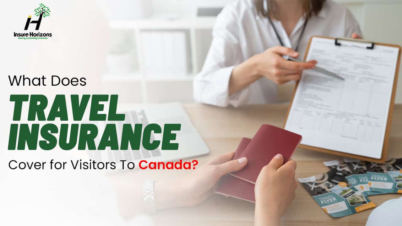 Travel insurance document being reviewed by a visitor in Canada.