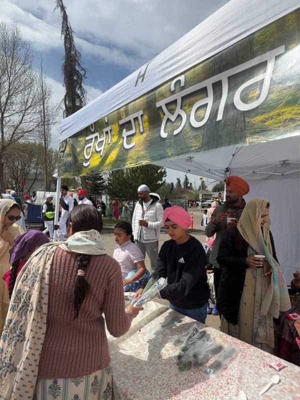 Sangat receiving seedlings